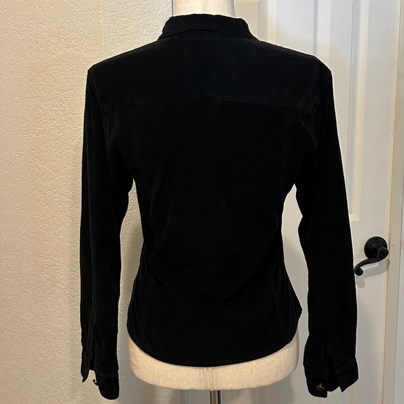 Club Monaco Denim Black Shirt Soft Fine Corduroy Size Medium Snaps Vintage - Picture 4 of 10